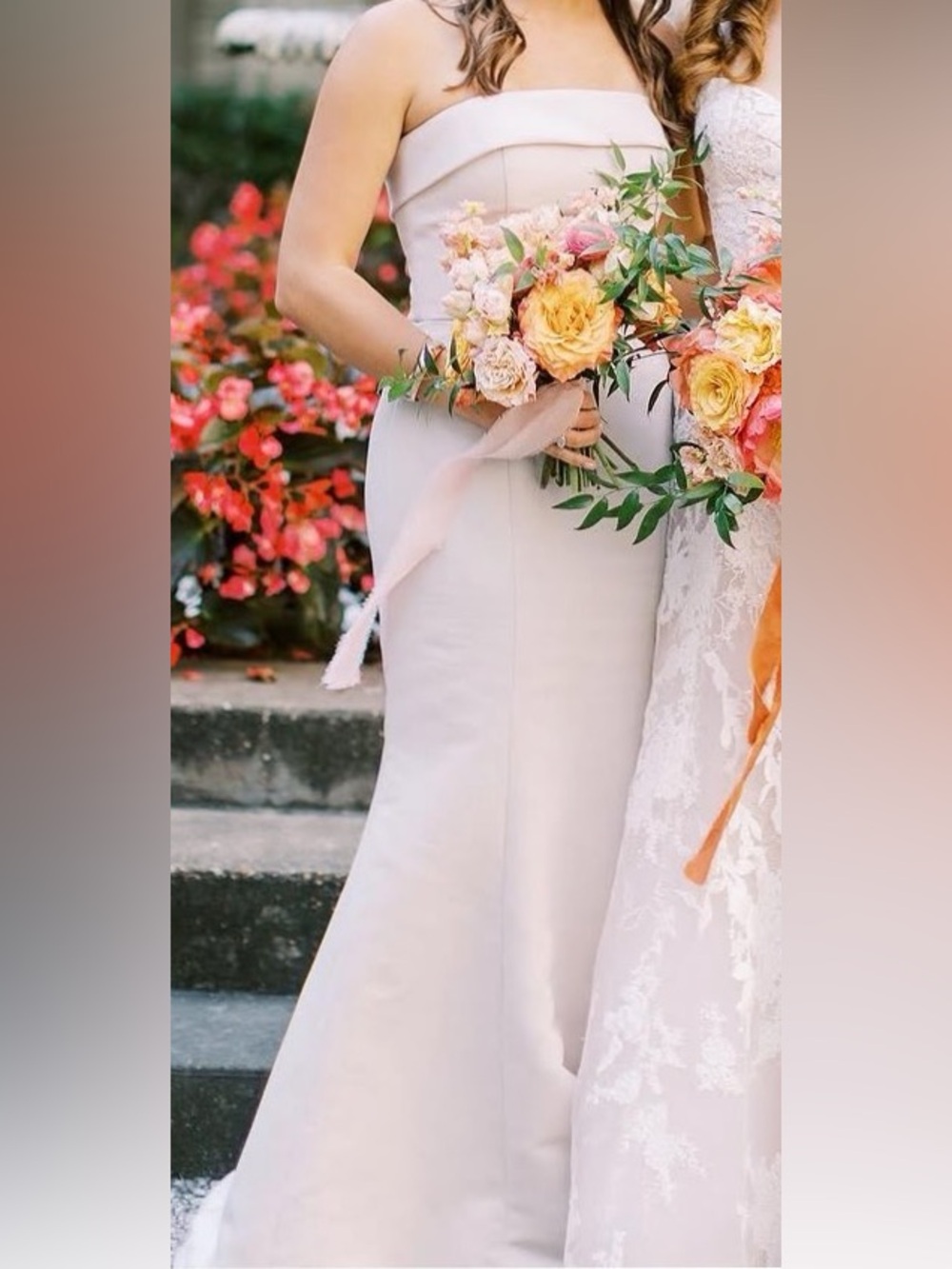 Strapless bridesmaid gown, champagne